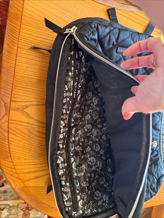 Vera Bradley Black Quilted Backpack with Front Zip
